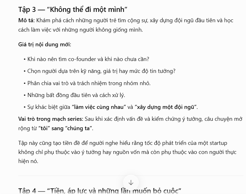 Câu lệnh lập mạch nội dung cho Series Podcast
