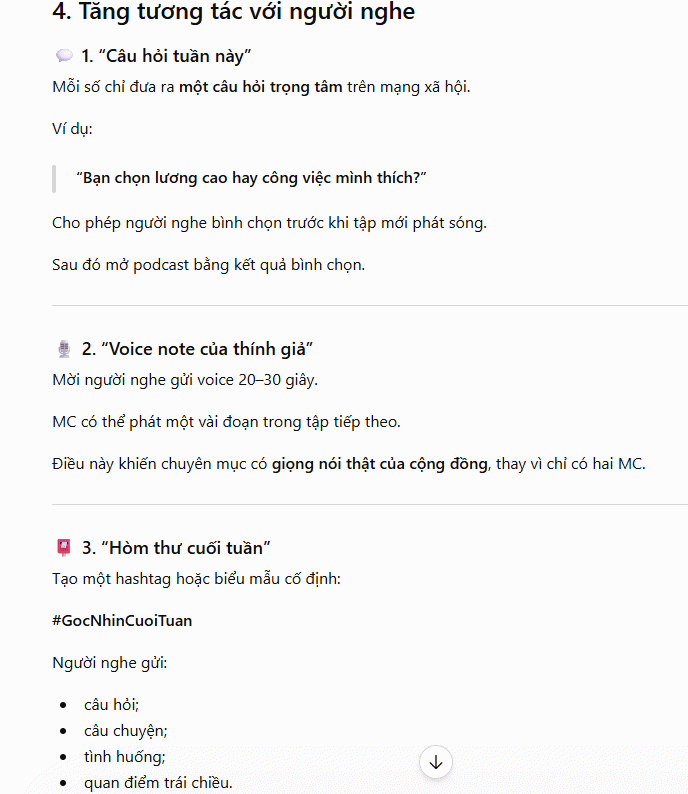 Câu lệnh làm mới chuyên mục Podcast