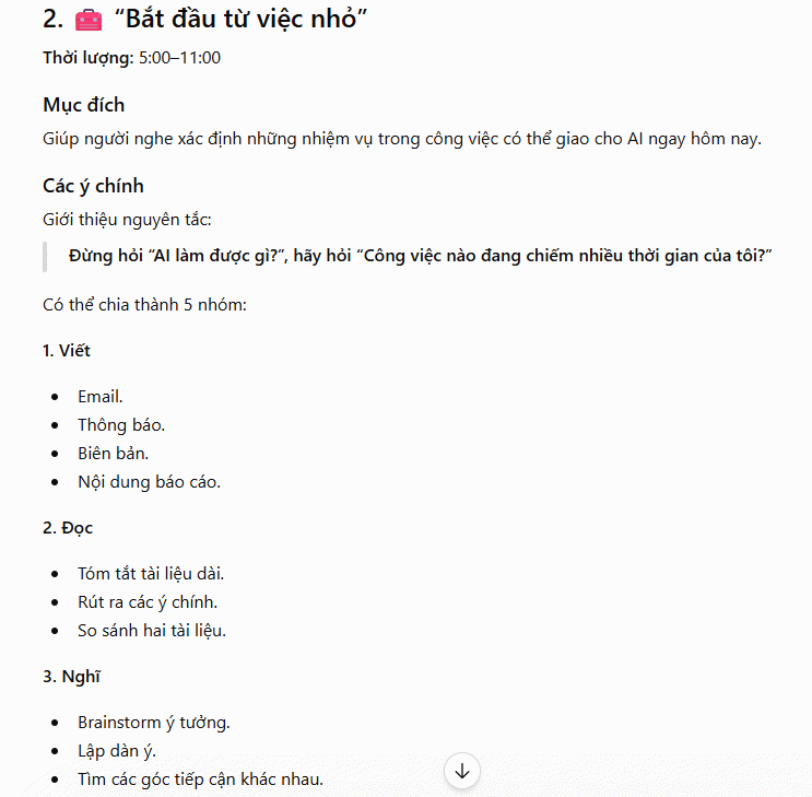Câu lệnh tạo cấu trúc các phân đoạn Podcast