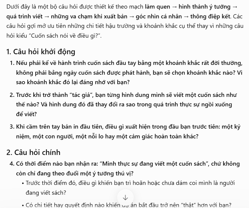 Tạo câu hỏi phỏng vấn cho Podcast
