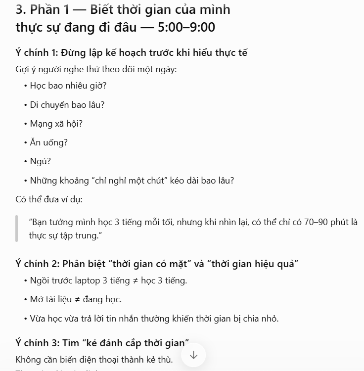 Nội dung dàn ý Podcast theo chủ đề