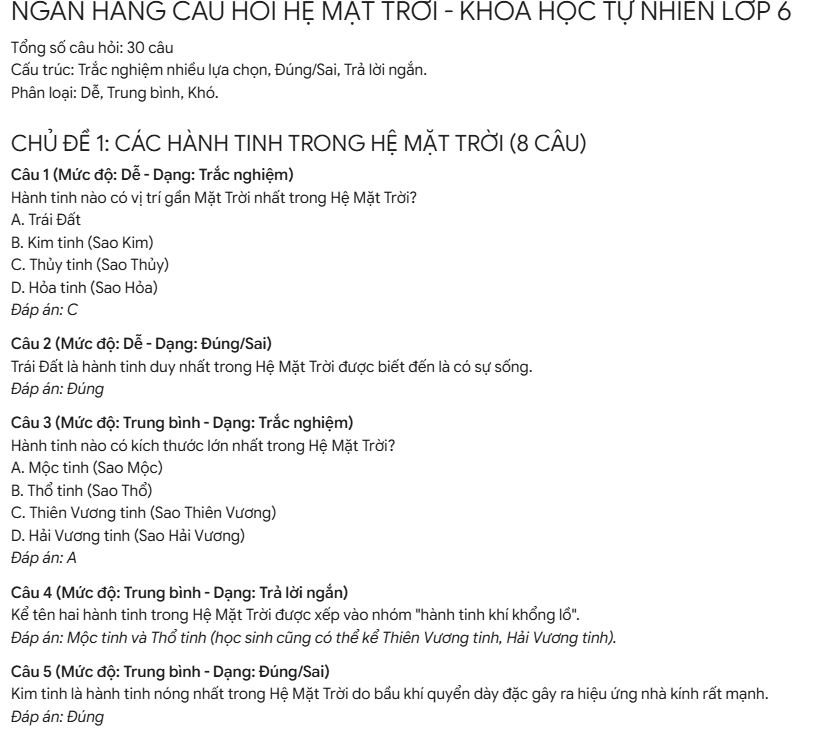 Prompt tạo ngân hàng câu hỏi