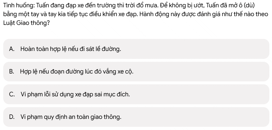 Câu lệnh tạo câu hỏi theo tình huống