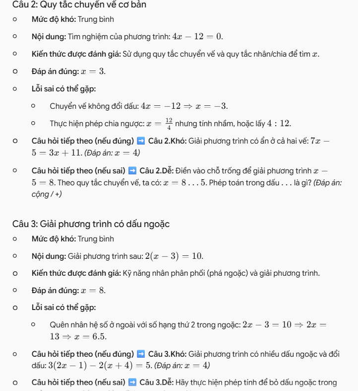 Prompt tạo bài kiểm tra thích ứng