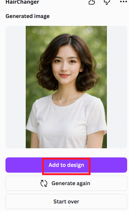 Thay đổi tóc trên HairChanger Canva AI 