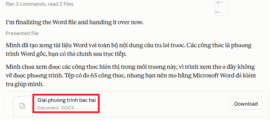 Tạo file DOCX trong Claude