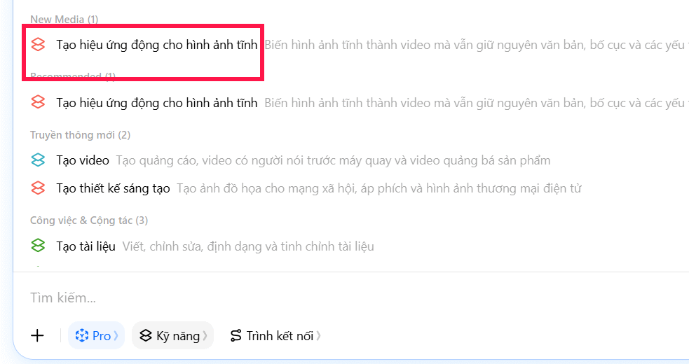 Tạo hiệu ứng cho ảnh tĩnh trên Dola AI