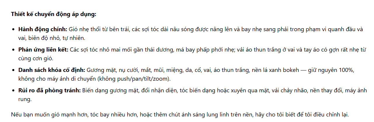 Chuyển động cho ảnh tĩnh trên Dola AI