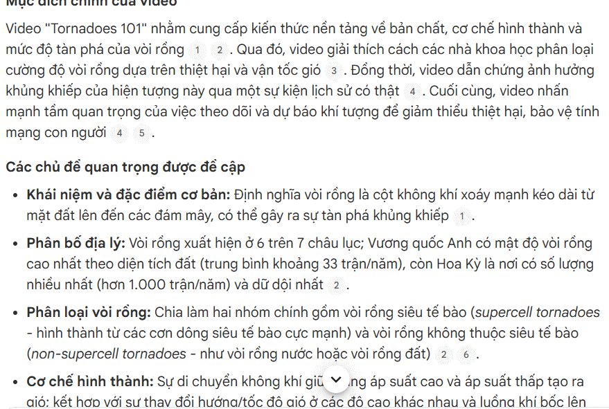 Nội dung chính video Youtube trên NotebookLM