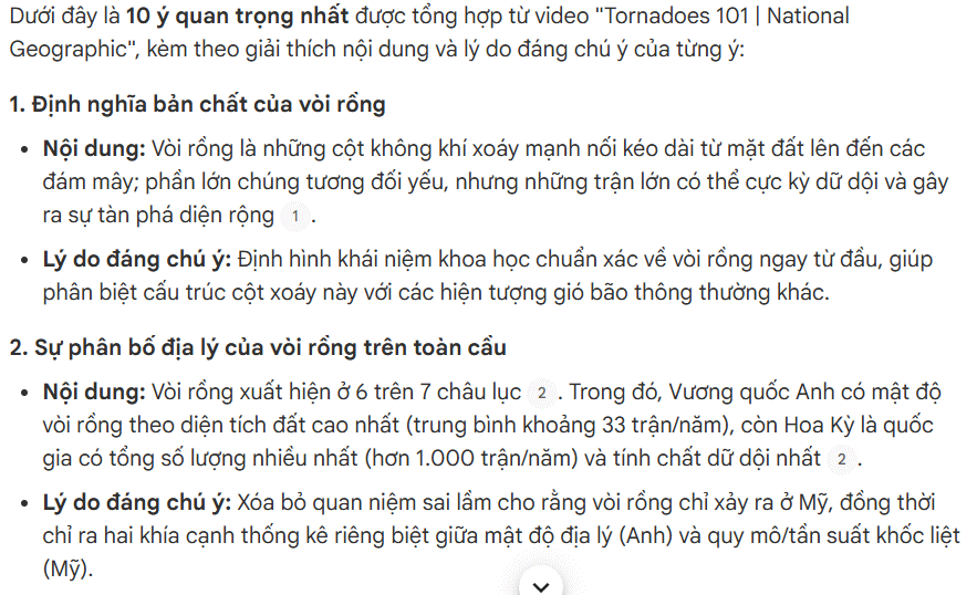 Thông tin video Youtube đáng chú ý trên NotebookLM