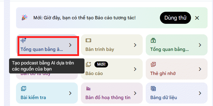 Tóm tắt bằng âm thanh video Youtube trên NotebookLM