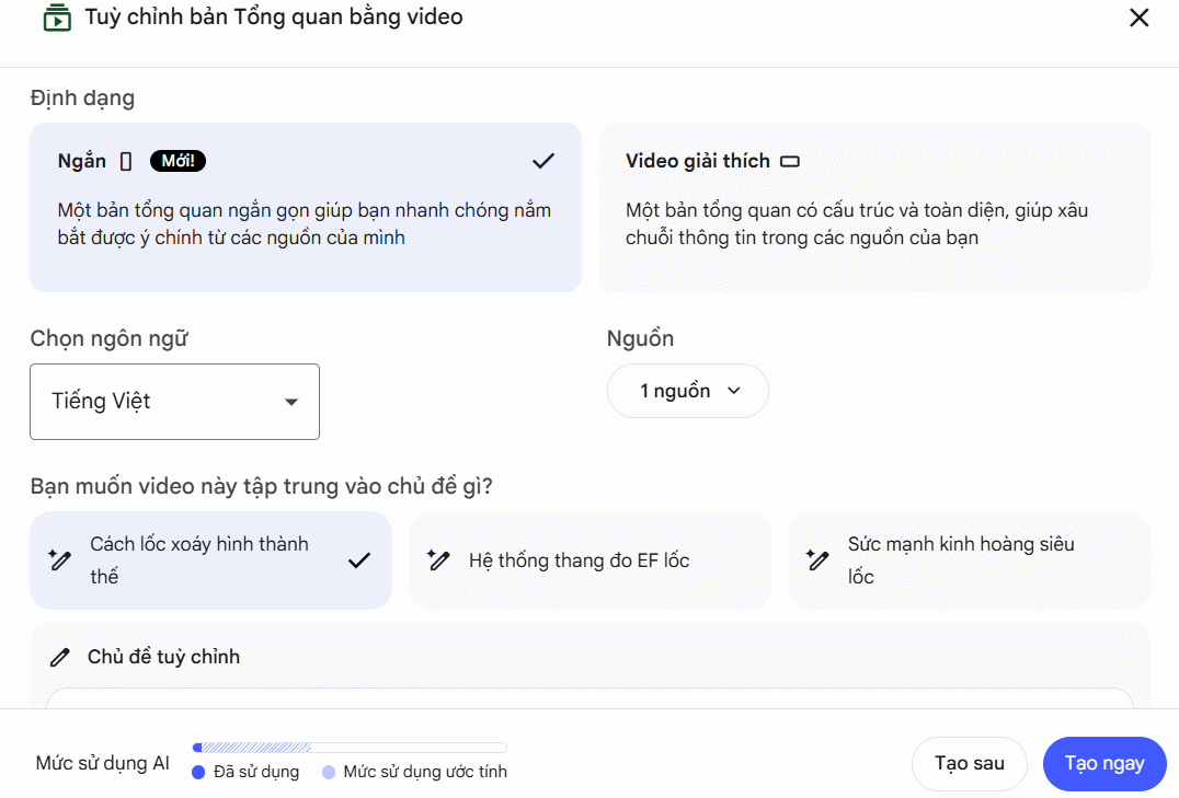 Tạo video tóm tắt nội dung Youtube trên NotebookLM