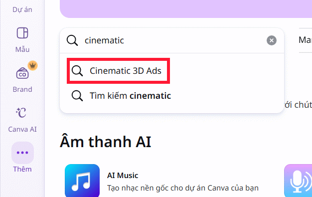 Ứng dụng Cinematic 3D Ads
