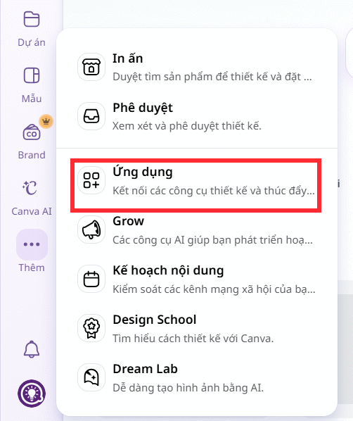 Ứng dụng trên Canva