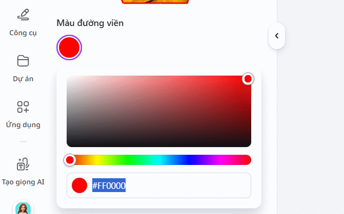 Chỉnh màu viền ảnh AI Outline Creator trên Canva