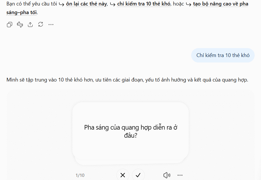 Triển khai tiếp thẻ flashcard tạo trên ChatGPT