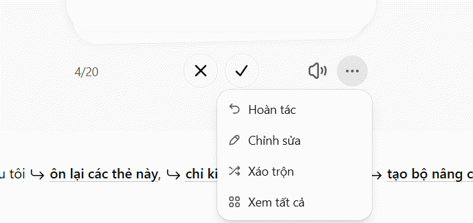 Tùy chọn bộ flashcard tạo trên ChatGPT
