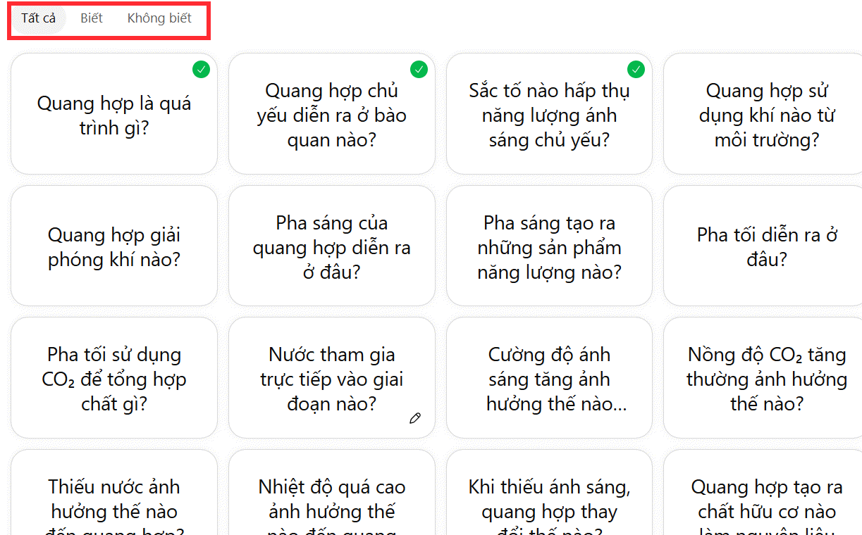 Xem tất cả flashcard tạo trên ChatGPT