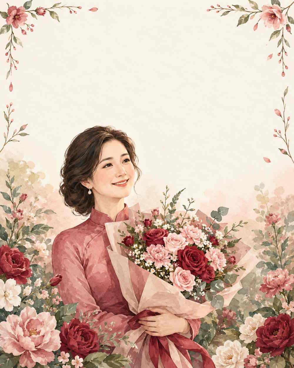 Thiệp chủ đề Mẹ và những bông hoa