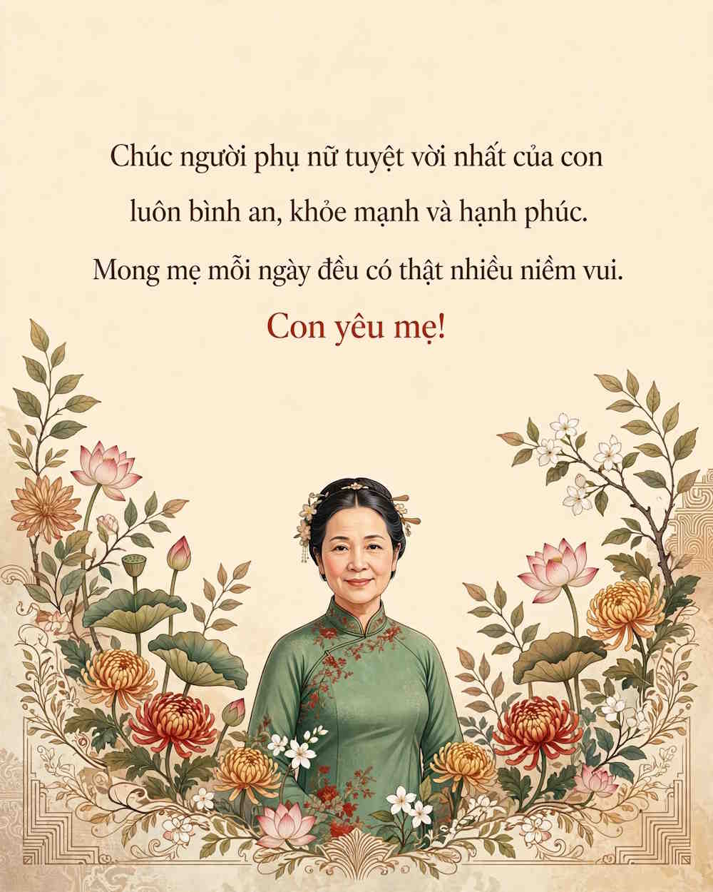 Thiệp chủ đề Áo dài của mẹ