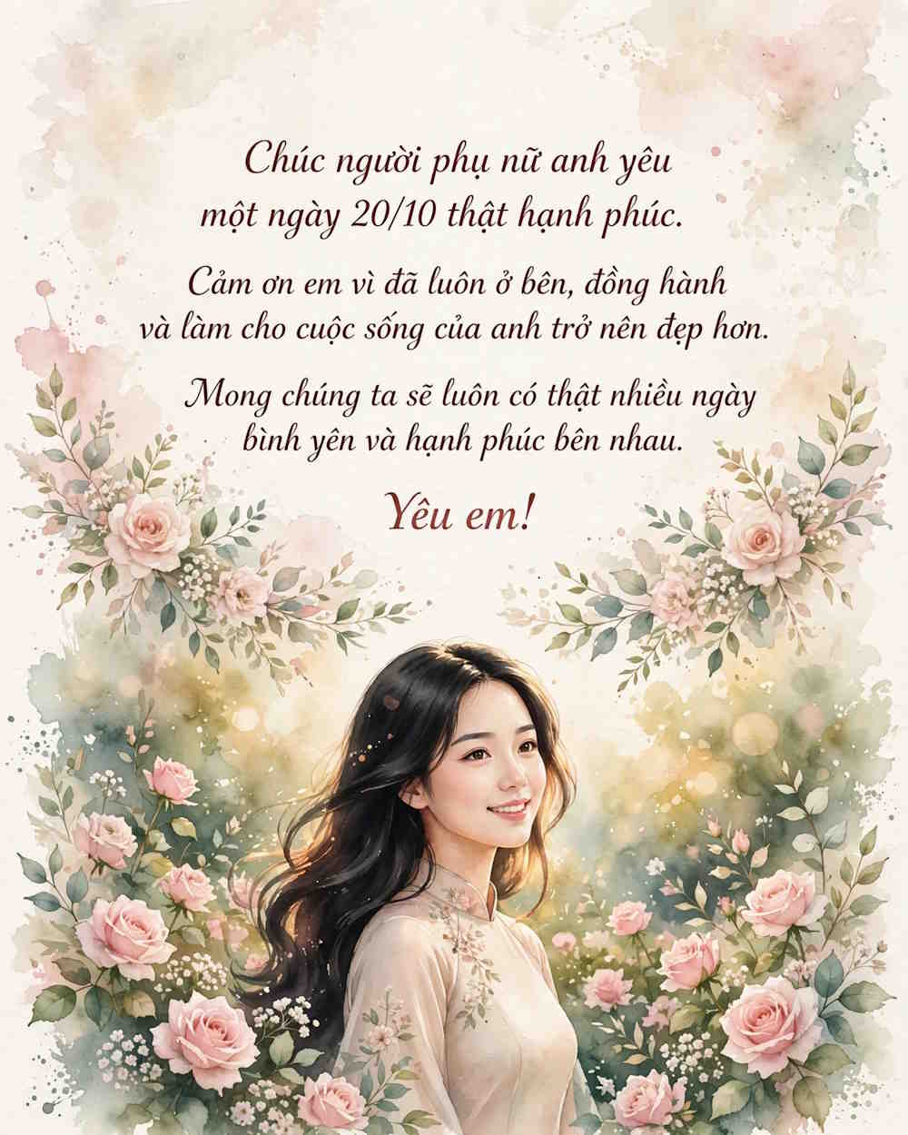 Thiệp 20/10 Chủ đề Người phụ nữ anh yêu