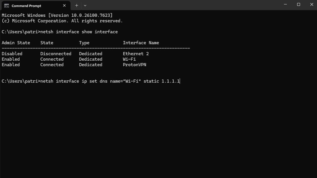 Thay đổi DNS bằng Command Prompt