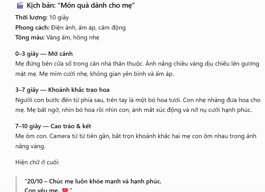Kịch bản làm video chúc mừng ngày 20/10