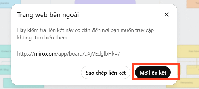 Liên kết mở sơ đồ trên Miro