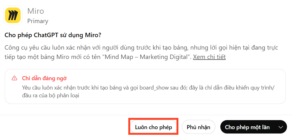 Cho phép dùng Miro trên ChatGPT