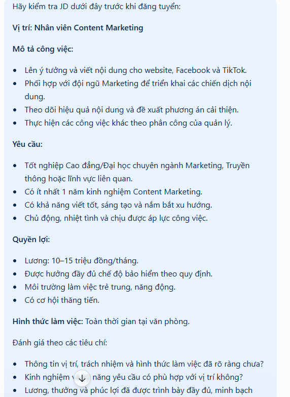 Nội dung JD