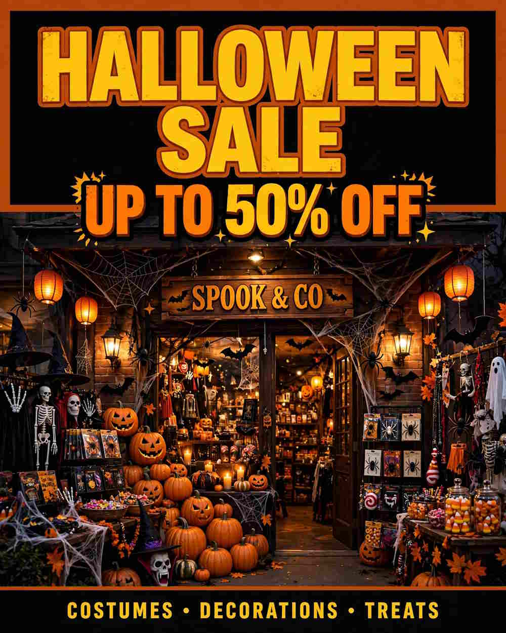 Quảng cáo cửa hàng Halloween