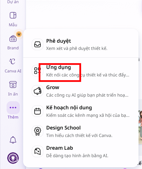 Ứng dụng trên Canva