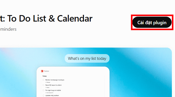 Cài đặt plugin Todoist trên ChatGPT