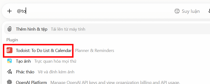 Sử dụng Todoist với ChatGPT