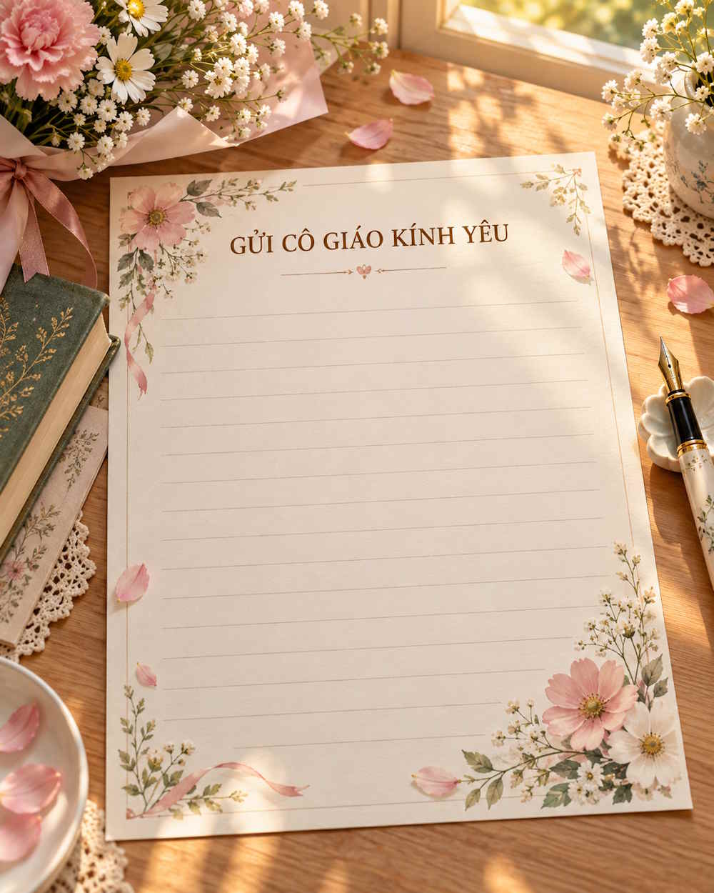 Thiệp tặng cô chủ đề Trang viết gửi cô