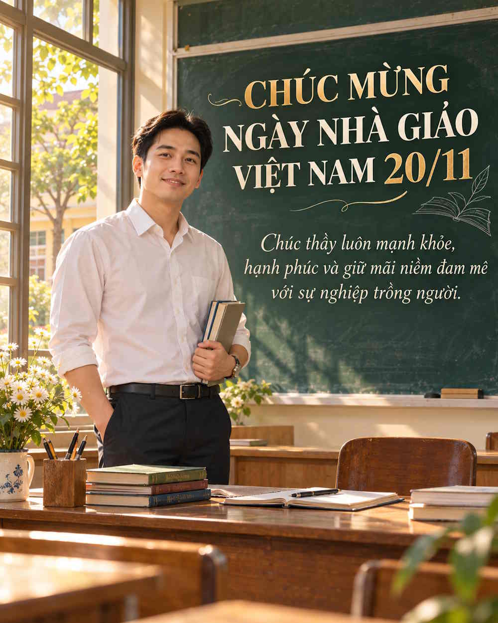 Thiệp 20/11 chủ đề Người thầy bên bảng đen