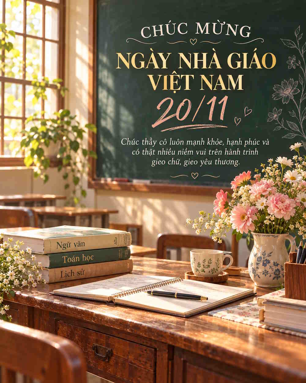 Chủ đề thiệp 20/11 Góc bàn giáo viên