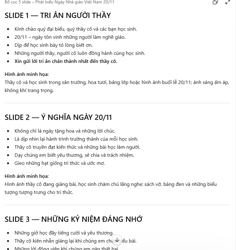 Chuyển bài phát biểu ngày 20/11 thành slide