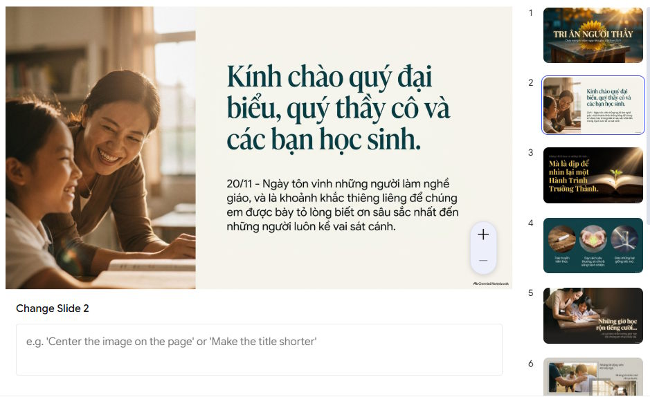 Slide bài phát biểu ngày 20/11 thành slide