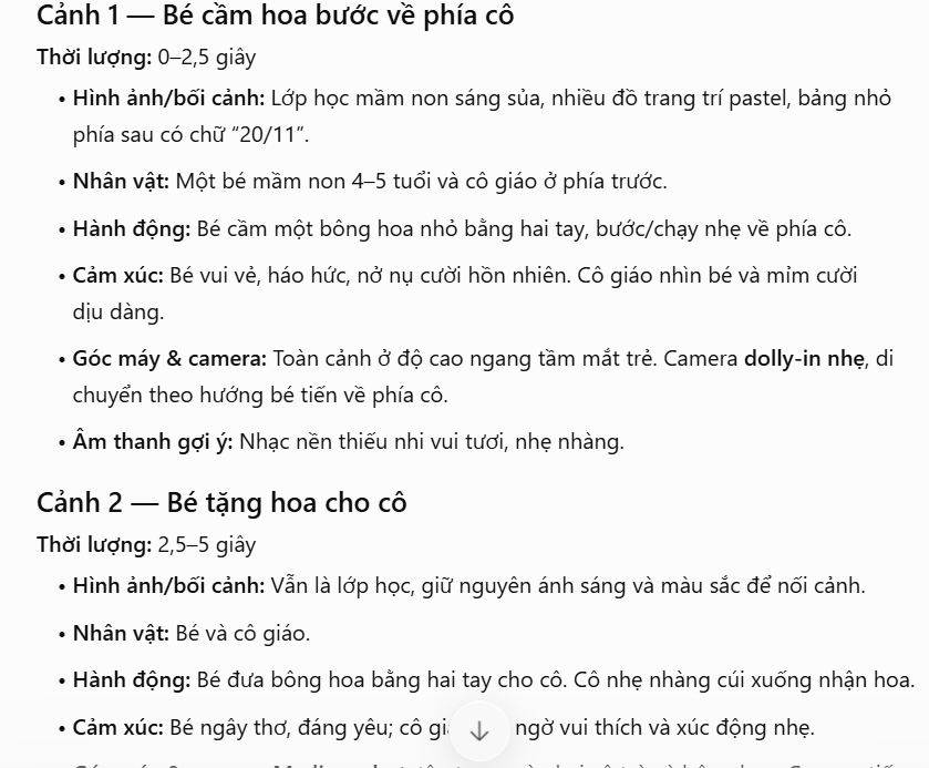 Nội dung từng cảnh quay video ngày 20/11