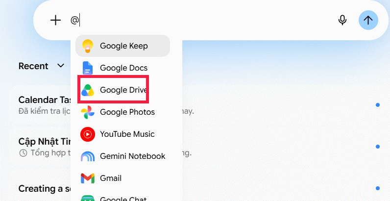 Sử dụng Google Drive trên Gemini Spark