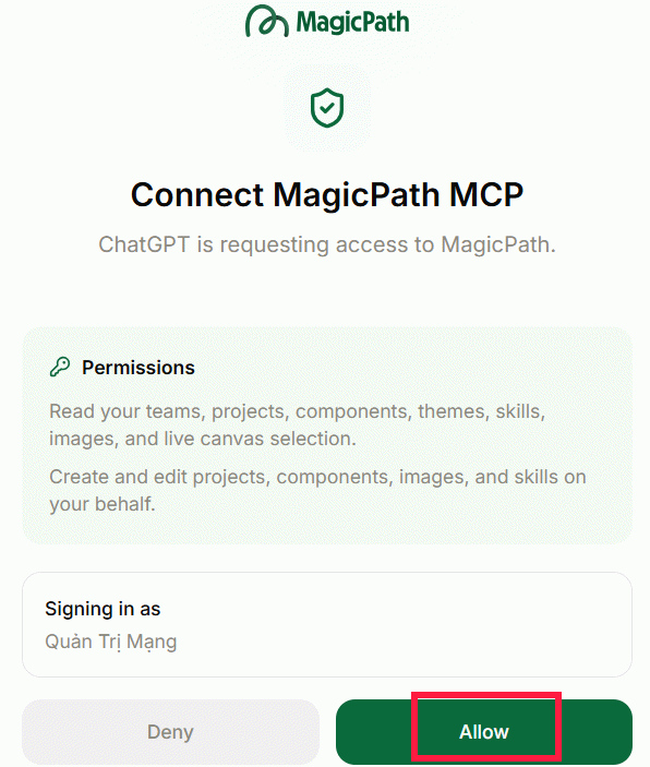 Kết nối MagicPath trên ChatGPT