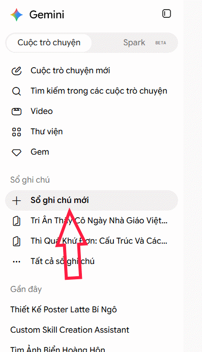 Sổ ghi chú mới trong Study Notebooks Gemini