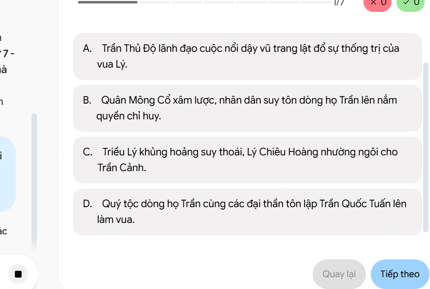 Tự kiểm tra kiến thức trong chế độ Sinh viên trên Gemini
