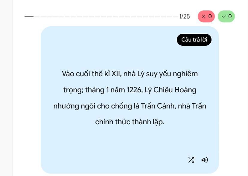 Tạo thẻ flash card chế độ Sinh viên trên Gemini