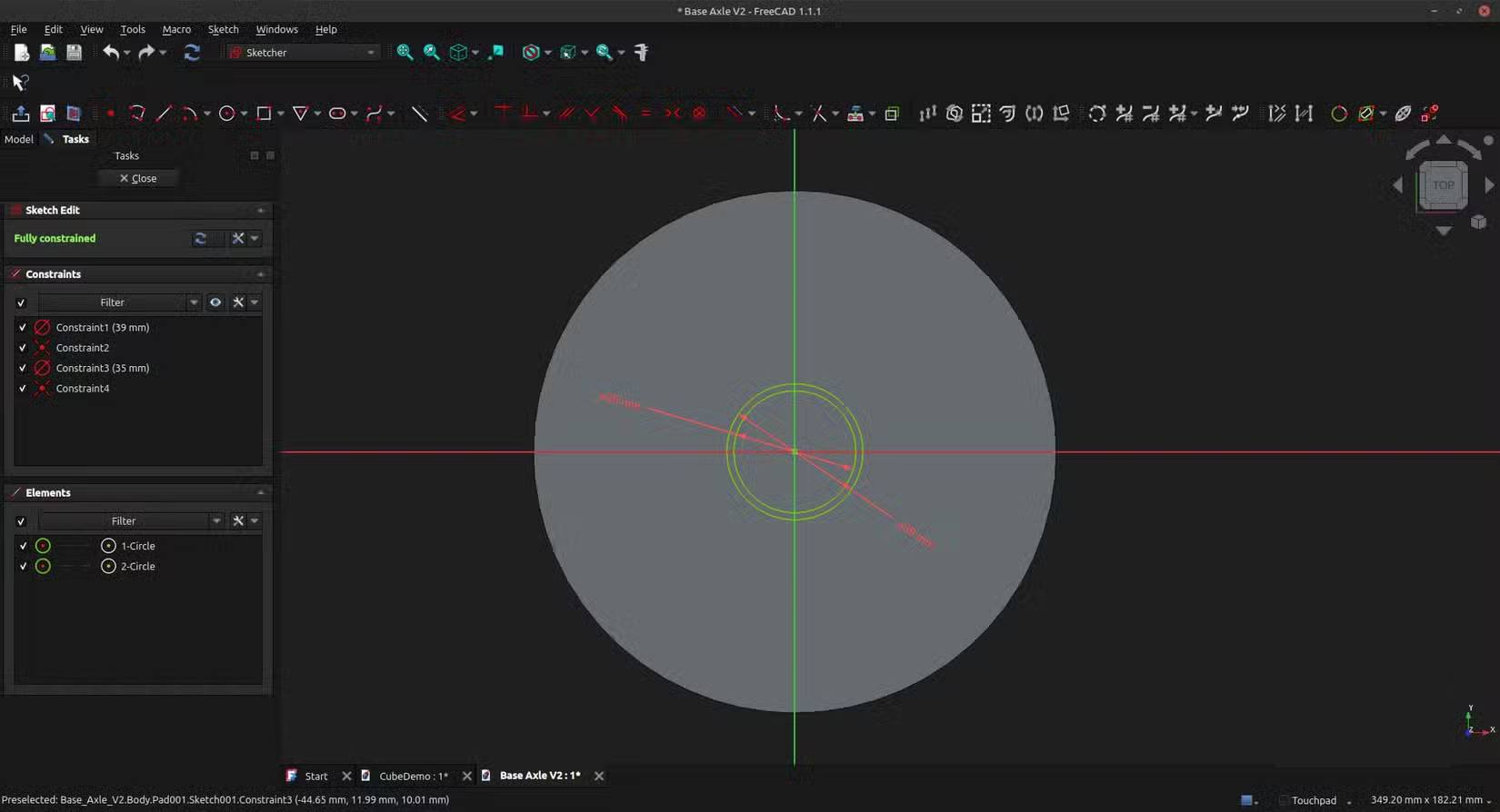 Không gian làm việc phác thảo (sketching) trong FreeCAD