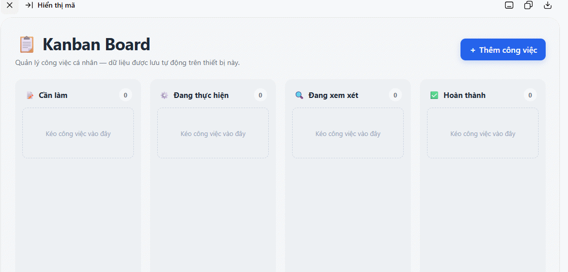 Tải tập HTML Kanban trên ChatGPT