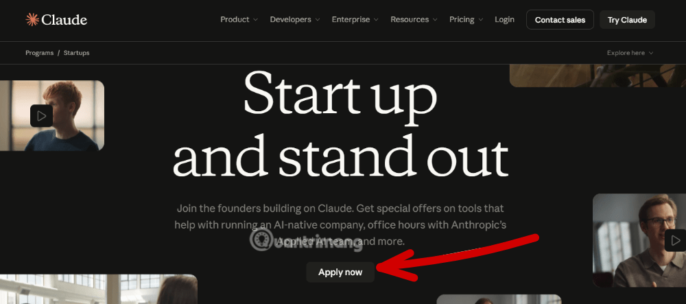 đăng ký miễn phí claude startup