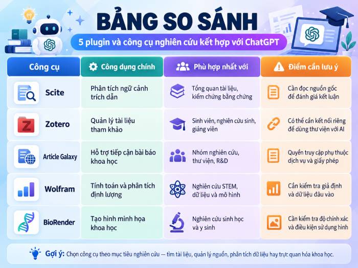 Bảng so sánh các plugin ChatGPT hỗ trợ nghiên cứu tốt nhất