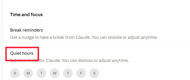 Quiet hours trên Claude